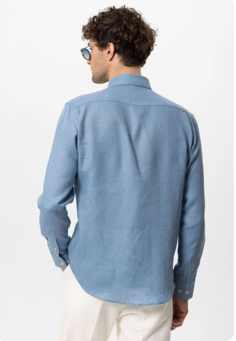 100 % Leinenhemd – Babyblau